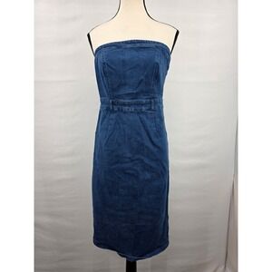 7th & Hudson Womens Strapless Denim Midi Dress Medium Wash Blue Bodycon Size M